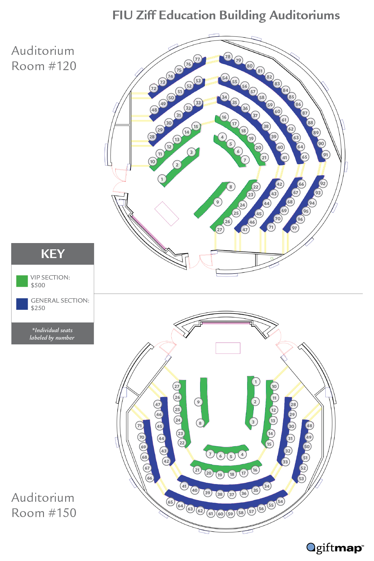 Map of seating choices for Take a Seat campaign